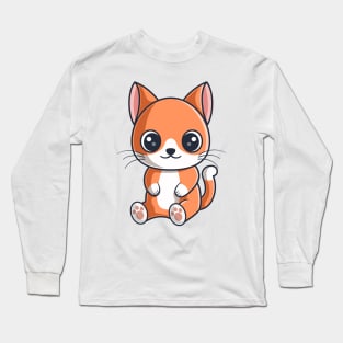 Cute Orange Cat Sitting Long Sleeve T-Shirt